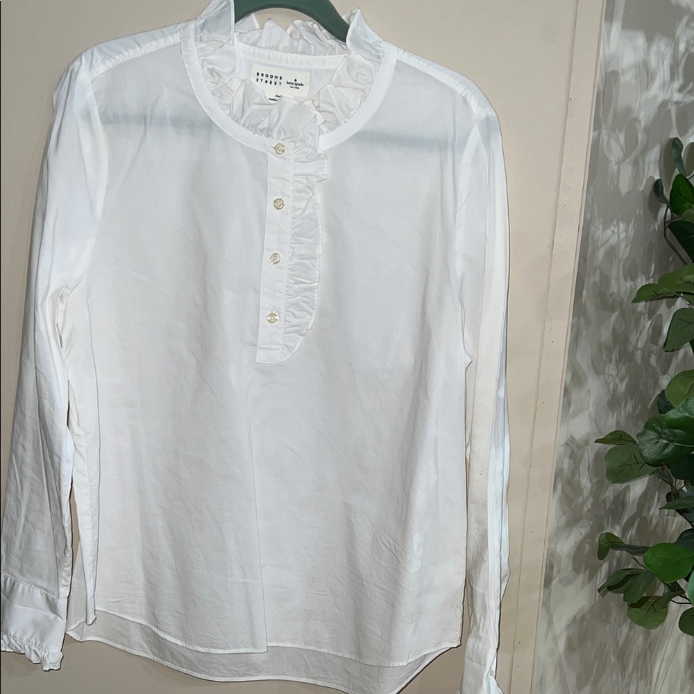 Kate Spade White Ruffled woman blouse